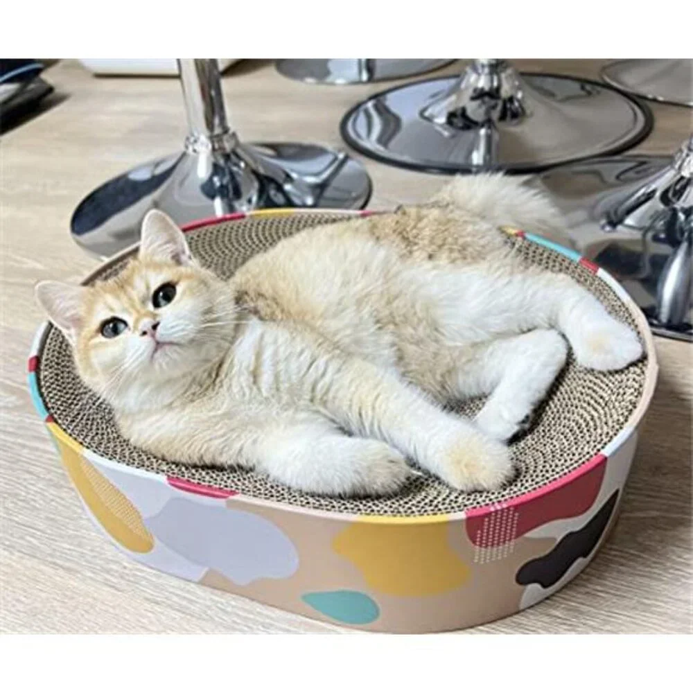 Cat Scratcher Lounge Bed Oval Cardboard Scratching Pad Cat Couch 17x13